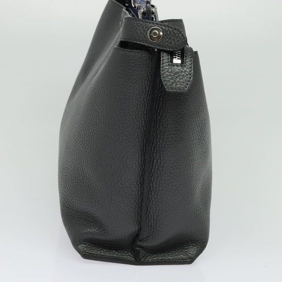 FENDI Peek A Boo Essentially Iconic Bag Leather 2way Gray Silver Auth bs27179