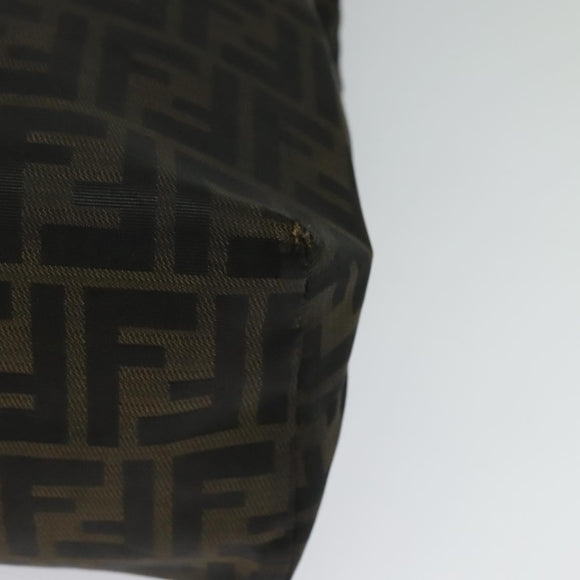 FENDI Zucca Canvas Tote Bag Nylon Brown Black Auth bs27180