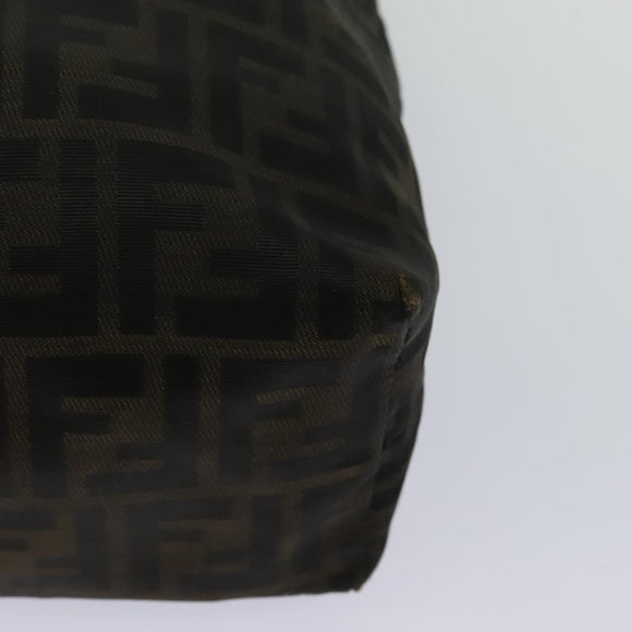 FENDI Zucca Canvas Tote Bag Nylon Brown Black Auth bs27180