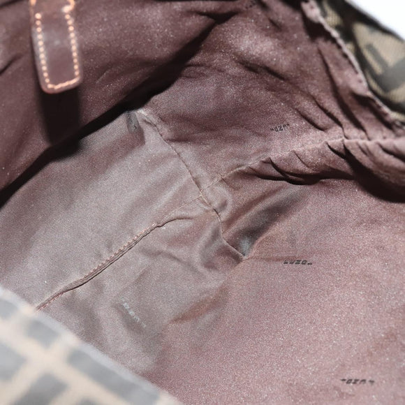 FENDI Zucca Canvas Tote Bag Nylon Brown Black Auth bs27180