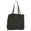 FENDI Zucca Canvas Tote Bag Nylon Brown Black Auth bs27180-13