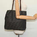FENDI Zucca Canvas Tote Bag Nylon Brown Black Auth bs27180-20