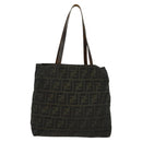 FENDI Zucca Canvas Tote Bag Nylon Brown Black Auth bs27180-2