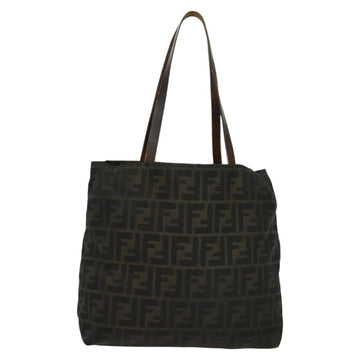 FENDI Zucca Canvas Tote Bag Nylon Brown Black Auth bs27180 - 0