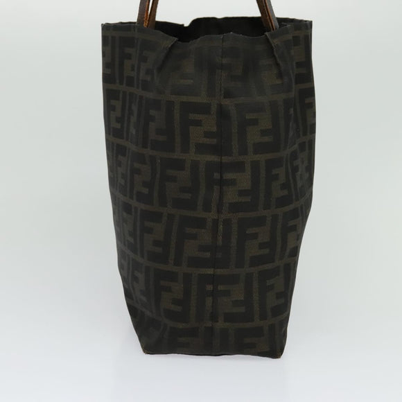FENDI Zucca Canvas Tote Bag Nylon Brown Black Auth bs27180