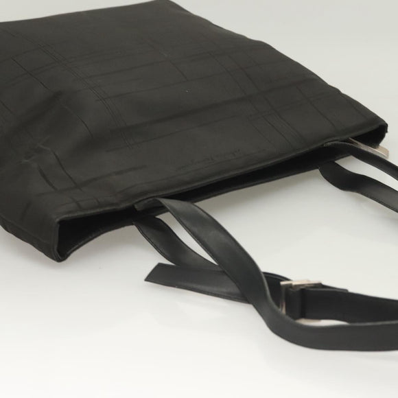 Salvatore Ferragamo Shoulder Bag Nylon Black Silver Auth bs27182