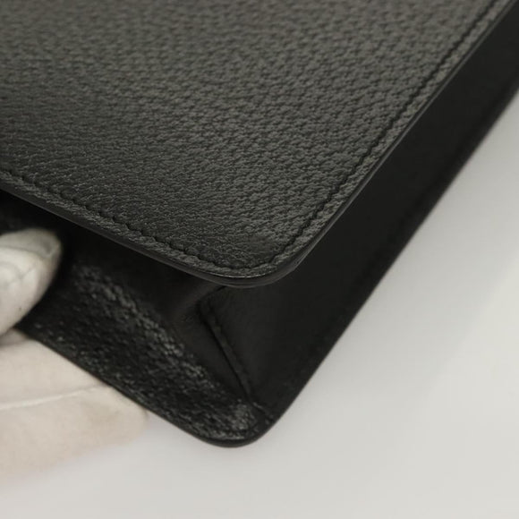 Salvatore Ferragamo Clutch Bag Leather Black Gold Auth bs27183