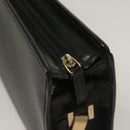 Salvatore Ferragamo Clutch Bag Leather Black Gold Auth bs27183-9