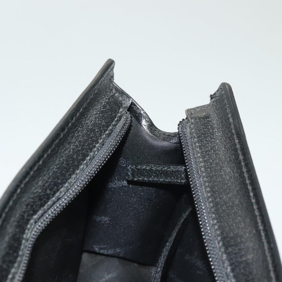 Salvatore Ferragamo Clutch Bag Leather Black Gold Auth bs27183