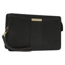 Salvatore Ferragamo Clutch Bag Leather Black Gold Auth bs27183-1