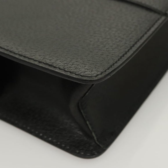 Salvatore Ferragamo Clutch Bag Leather Black Gold Auth bs27183