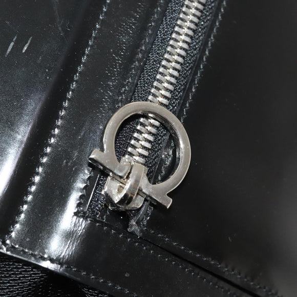 Salvatore Ferragamo Hand Bag Nylon Black Silver Auth bs27184
