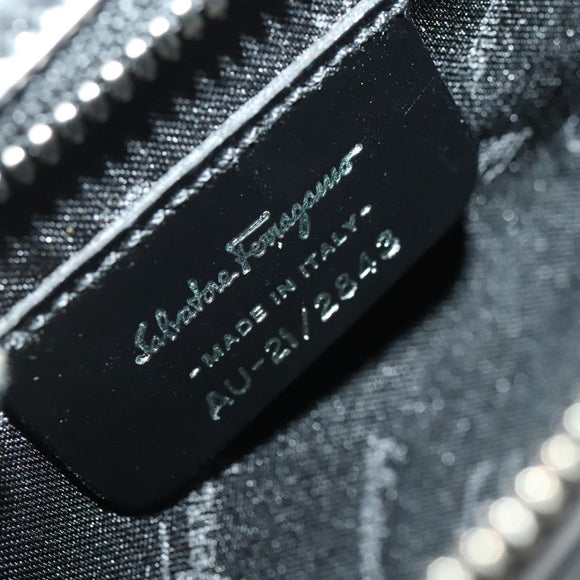 Salvatore Ferragamo Hand Bag Nylon Black Silver Auth bs27184