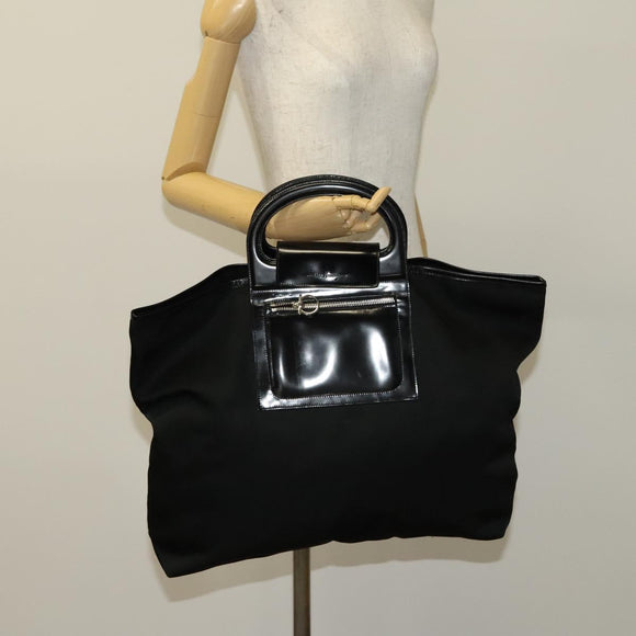 Salvatore Ferragamo Hand Bag Nylon Black Silver Auth bs27184