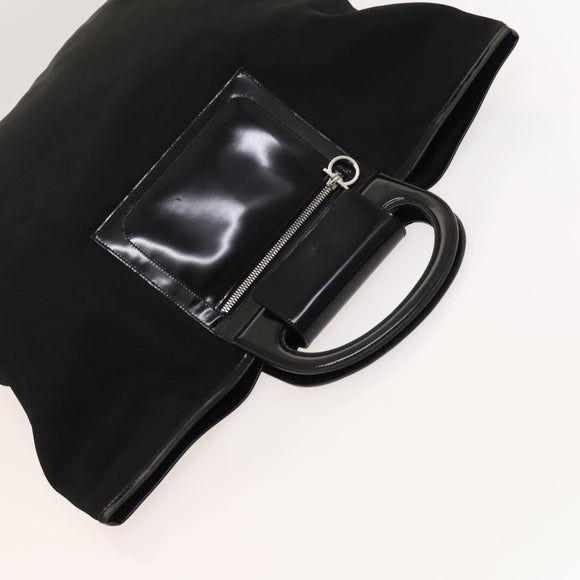 Salvatore Ferragamo Hand Bag Nylon Black Silver Auth bs27184