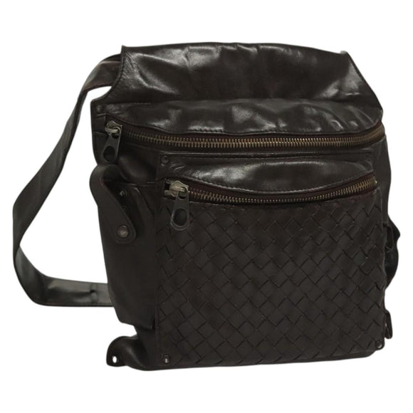 BOTTEGA VENETA INTRECCIATO Waist Bag Leather Brown Auth bs27185