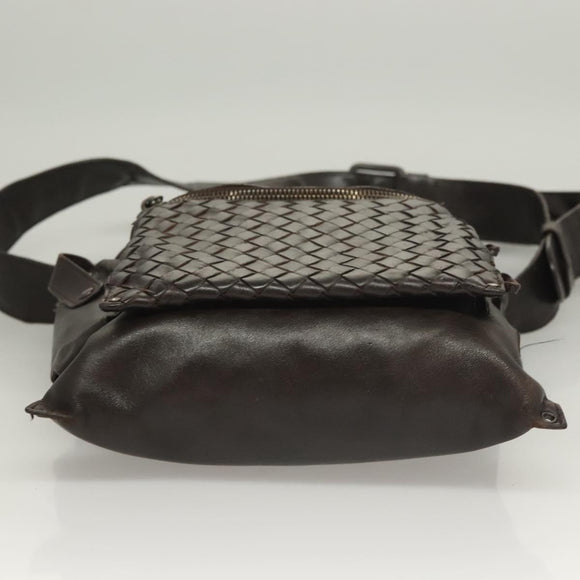 BOTTEGA VENETA INTRECCIATO Waist Bag Leather Brown Auth bs27185