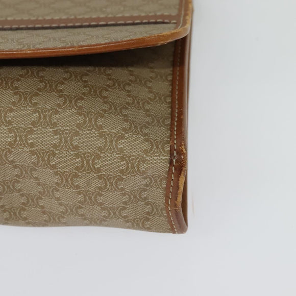 CELINE Macadam Canvas Shoulder Bag PVC Beige Gold Auth bs27192