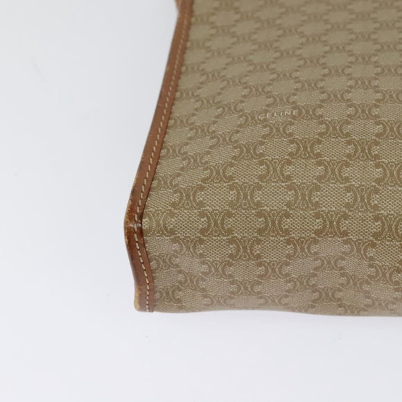 CELINE Macadam Canvas Shoulder Bag PVC Beige Gold Auth bs27192
