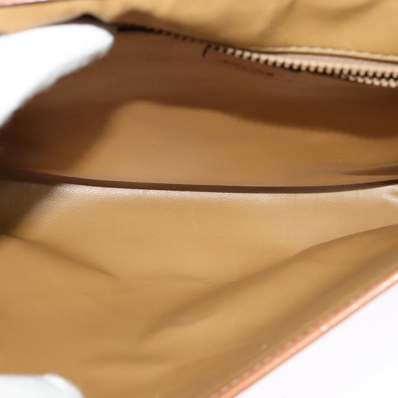 CELINE Macadam Canvas Shoulder Bag PVC Beige Gold Auth bs27192