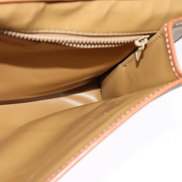 CELINE Macadam Canvas Shoulder Bag PVC Beige Gold Auth bs27192