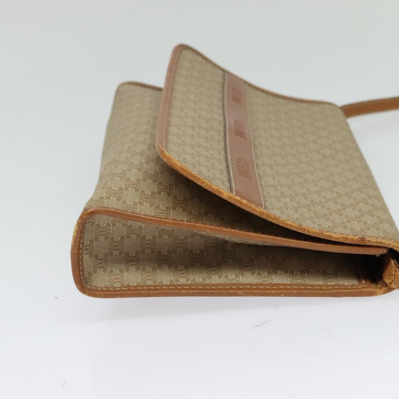 CELINE Macadam Canvas Shoulder Bag PVC Beige Gold Auth bs27192