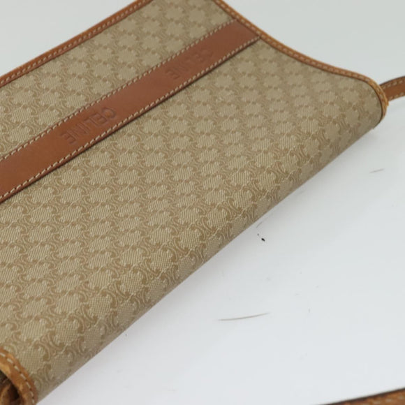 CELINE Macadam Canvas Shoulder Bag PVC Beige Gold Auth bs27192