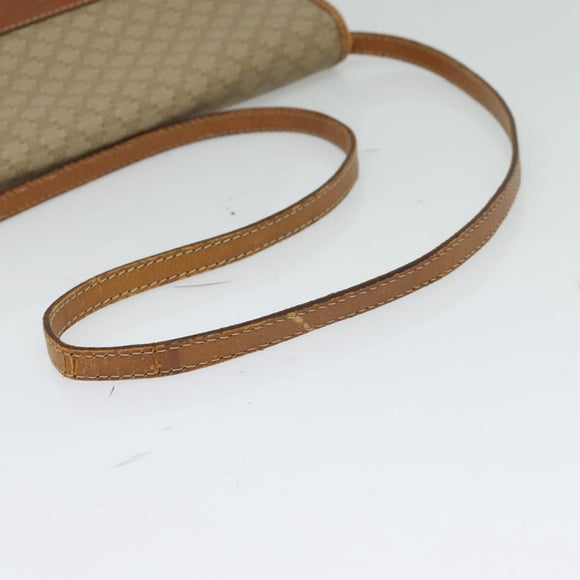 CELINE Macadam Canvas Shoulder Bag PVC Beige Gold Auth bs27192