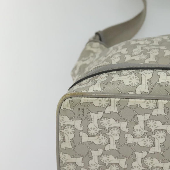 CELINE Sulky Shoulder Bag PVC Gray Silver Auth bs27193