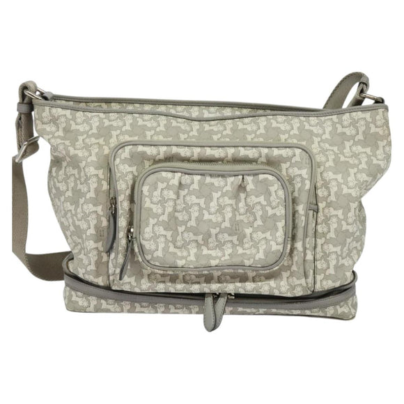 CELINE Sulky Shoulder Bag PVC Gray Silver Auth bs27193