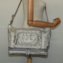 CELINE Sulky Shoulder Bag PVC Gray Silver Auth bs27193-21