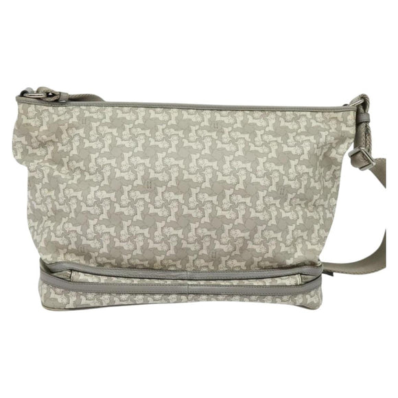 CELINE Sulky Shoulder Bag PVC Gray Silver Auth bs27193