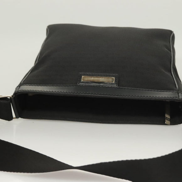 Christian Dior Shoulder Bag Canvas Black Silver Auth bs27194