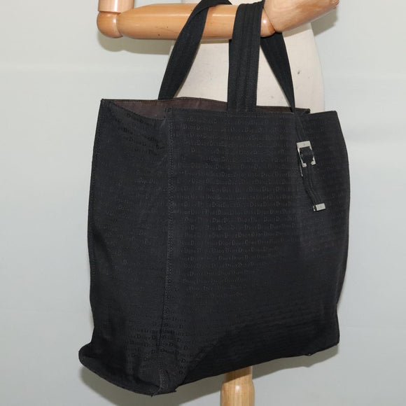 Christian Dior Hand Bag Canvas Black Silver Auth bs27195