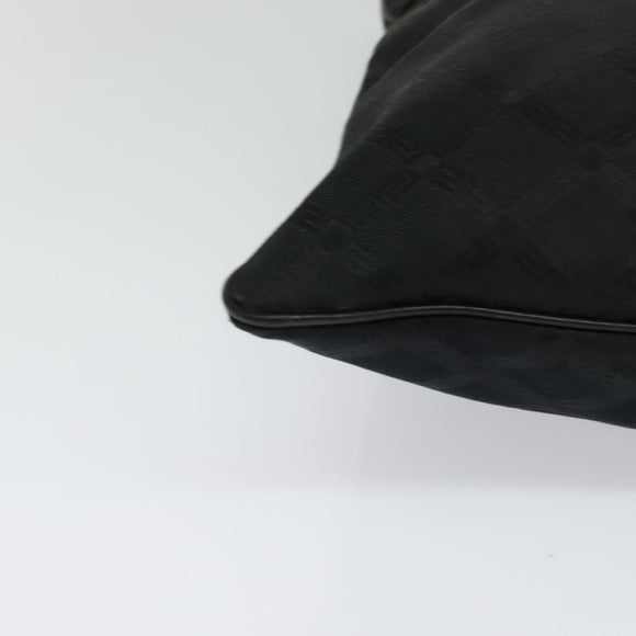 VERSACE Shoulder Bag Canvas Black Silver Auth bs27197