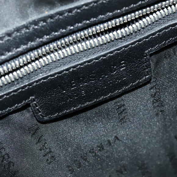 VERSACE Shoulder Bag Canvas Black Silver Auth bs27197