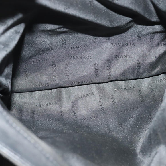 VERSACE Shoulder Bag Canvas Black Silver Auth bs27197