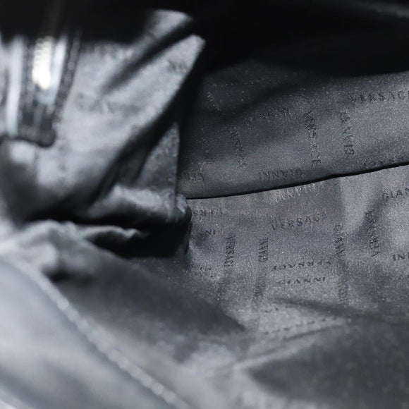 VERSACE Shoulder Bag Canvas Black Silver Auth bs27197