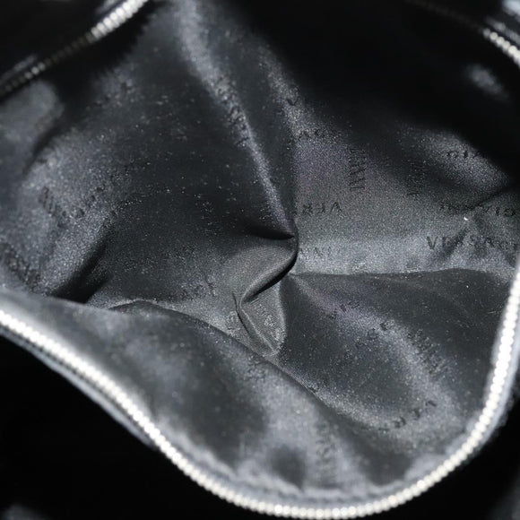 VERSACE Shoulder Bag Canvas Black Silver Auth bs27197