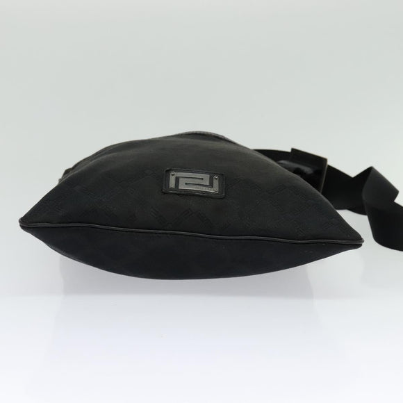 VERSACE Shoulder Bag Canvas Black Silver Auth bs27197