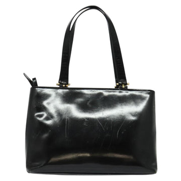 VERSACE Tote Bag Enamel Black Gold Auth bs27198 - 0