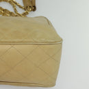 CHANEL Matelasse Chain Shoulder Bag Lamb Skin Beige Gold CC Auth bs27202-15
