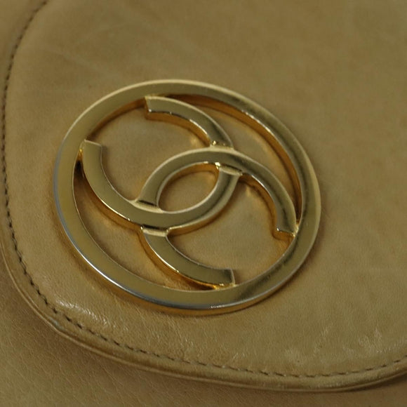 CHANEL Matelasse Chain Shoulder Bag Lamb Skin Beige Gold CC Auth bs27202