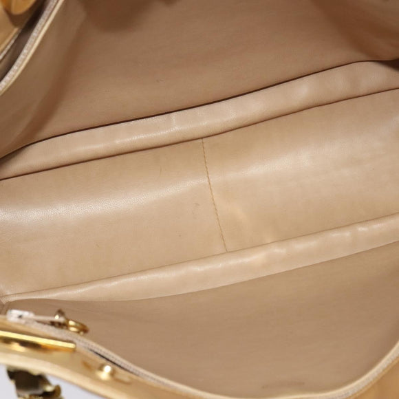 CHANEL Matelasse Chain Shoulder Bag Lamb Skin Beige Gold CC Auth bs27202