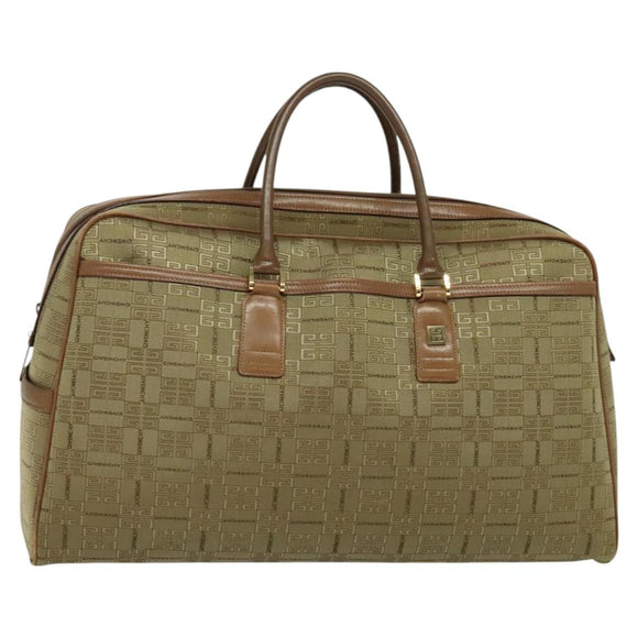 GIVENCHY Boston Bag Canvas Beige Gold Auth bs27213