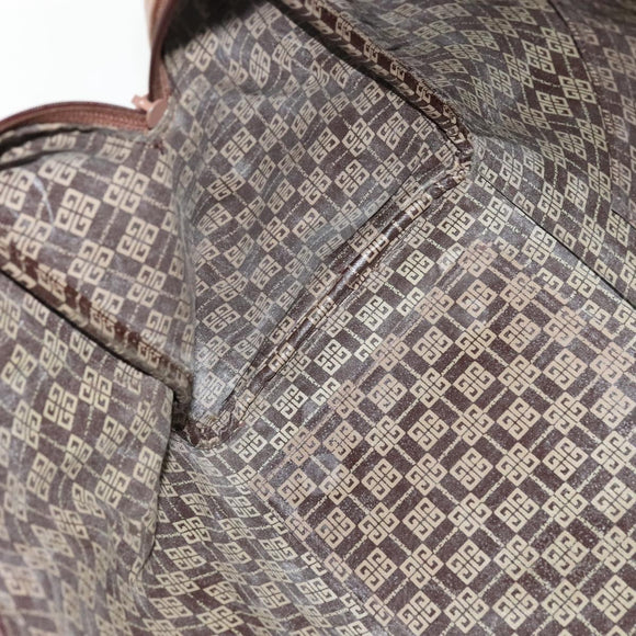 GIVENCHY Boston Bag Canvas Beige Gold Auth bs27213