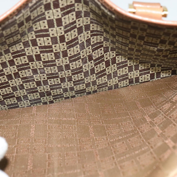 GIVENCHY Boston Bag Canvas Beige Gold Auth bs27213