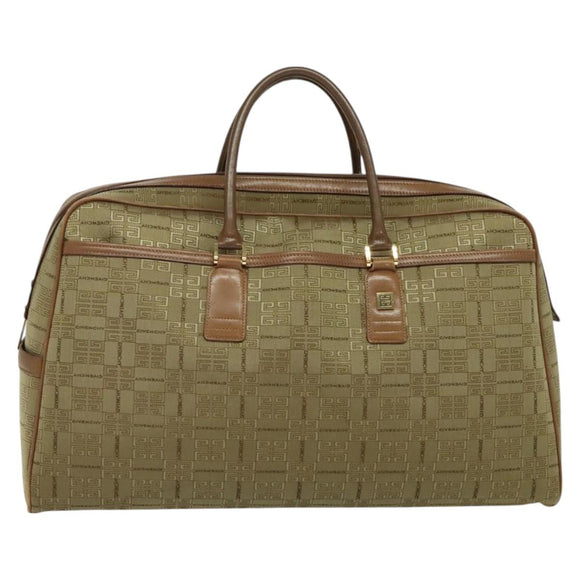 GIVENCHY Boston Bag Canvas Beige Gold Auth bs27213