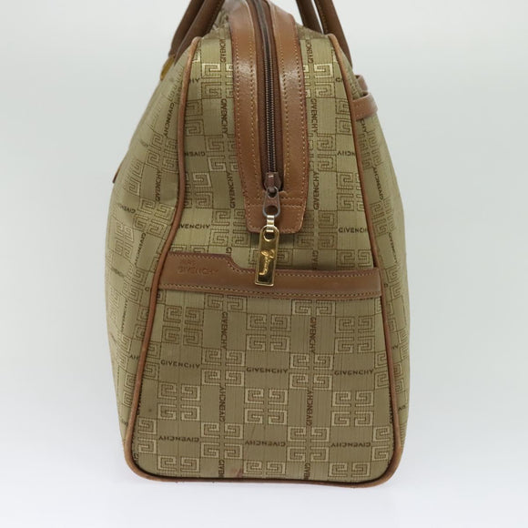 GIVENCHY Boston Bag Canvas Beige Gold Auth bs27213