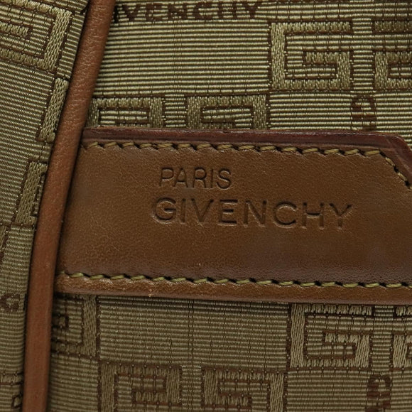 GIVENCHY Boston Bag Canvas Beige Gold Auth bs27213